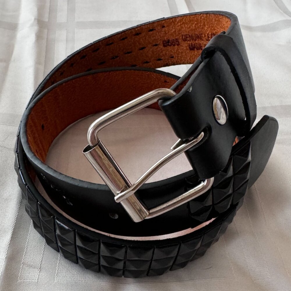 Studded Punk Rock Belt, Black, Size 30-32